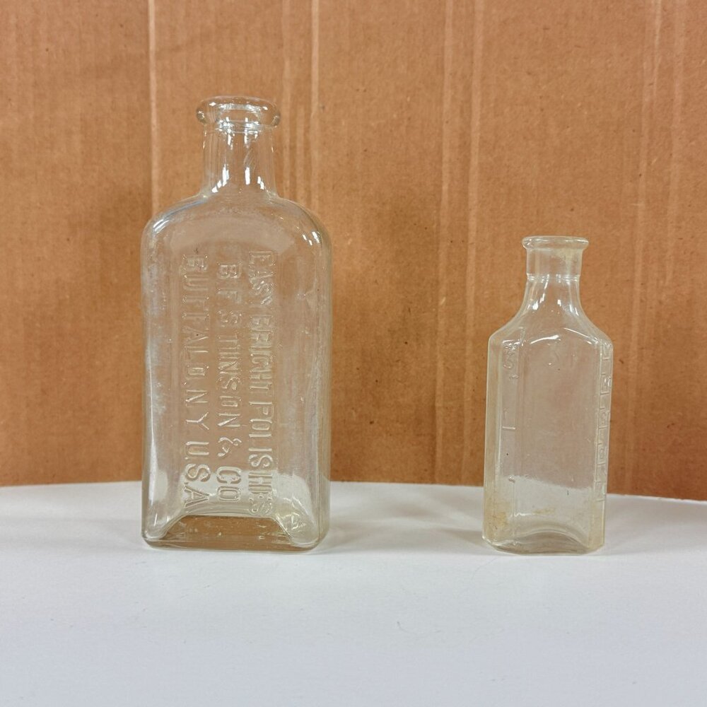 Vintage Medical Glass Bottles EasyBright Polishes B.F. Stinson Buffalo NY